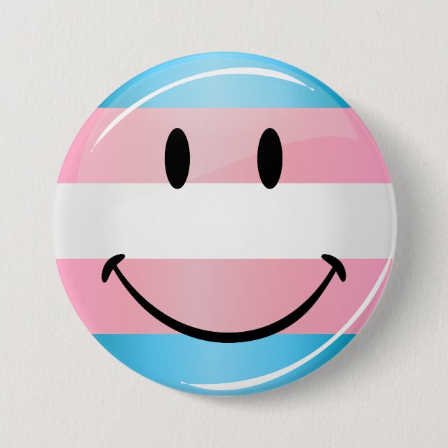 Smiling Transgender Flag Button (Front)