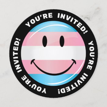 Smiling Transgender Flag Invitation by HappyPlanetShop at Zazzle