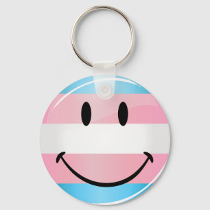 Smiling Transgender Flag Keychain