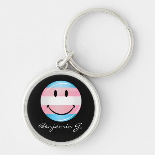 Smiling Transgender Flag Keychain