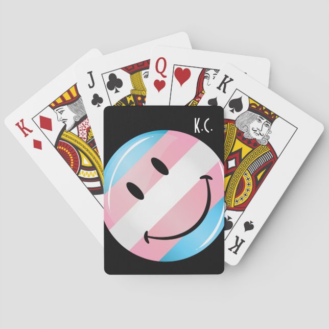 Smiling Transgender Flag Poker Cards (Back)