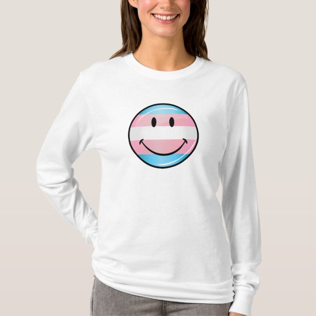 Smiling Transgender Flag T-Shirt (Front)
