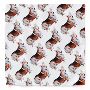 Smiling Tricolor Welsh Corgis Bandana