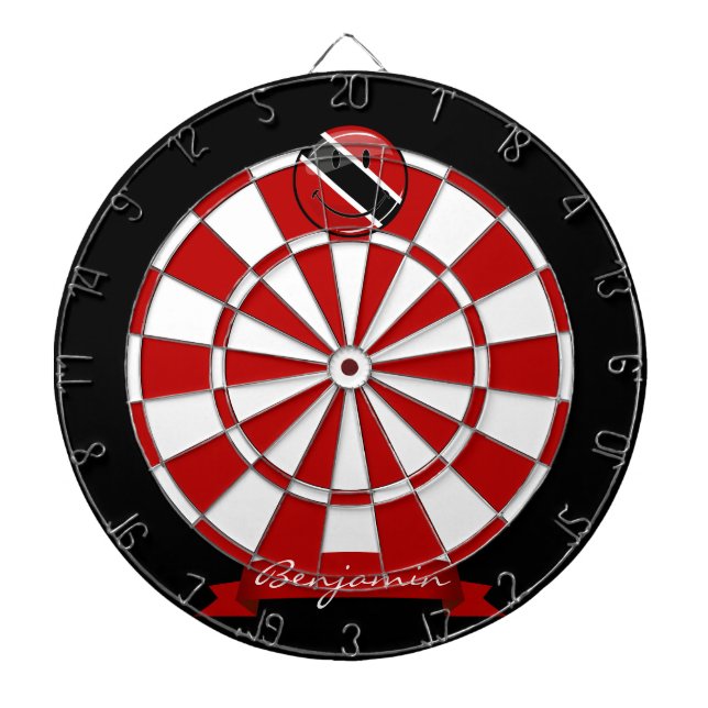 Smiling Trinidad and Tobago Flag Dart Board (Front)