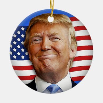 Smiling Trump Ceramic Ornament by expressiveyourself at Zazzle