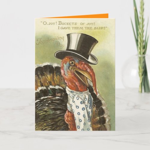 Smiling Turkey Top Hat Holiday Card