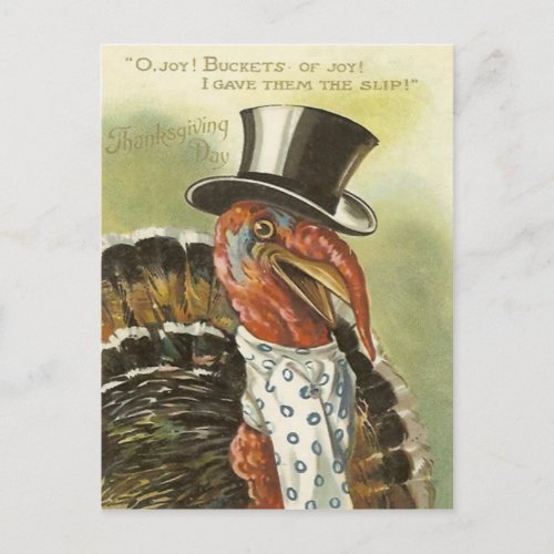 Smiling Turkey Top Hat Postcard