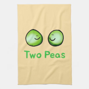 Smiling Two Peas Cute Friendship Art Kitchen Towel