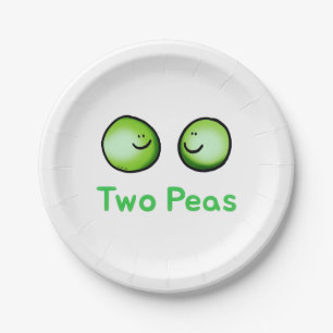 Smiling Two Peas Cute Friendship Art Paper Plates
