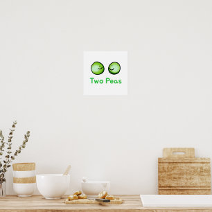 Smiling Two Peas Cute Friendship Art Poster