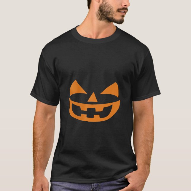 Smiling Vampire Pumpkin Emoticon Funny Halloween  T-Shirt (Front)