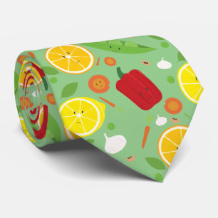 Smiling Vegetable Fruit Cartoon Novelty Pattern Neck Tie