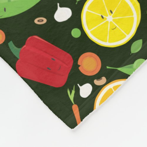 Smiling Vegetable Fruit Dark Green Food Fleece Blanket