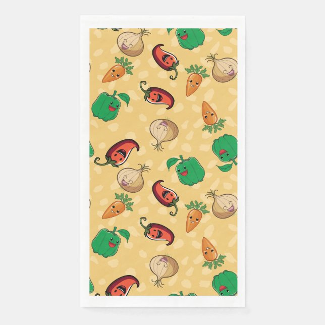 Smiling Veggies Baby Shower Paper Guest Towels (Front)