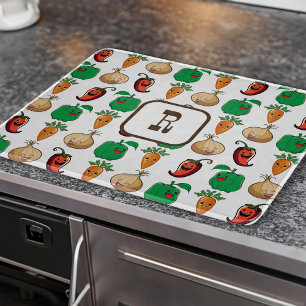 Smiling Veggies Monogrammed Cutting Board