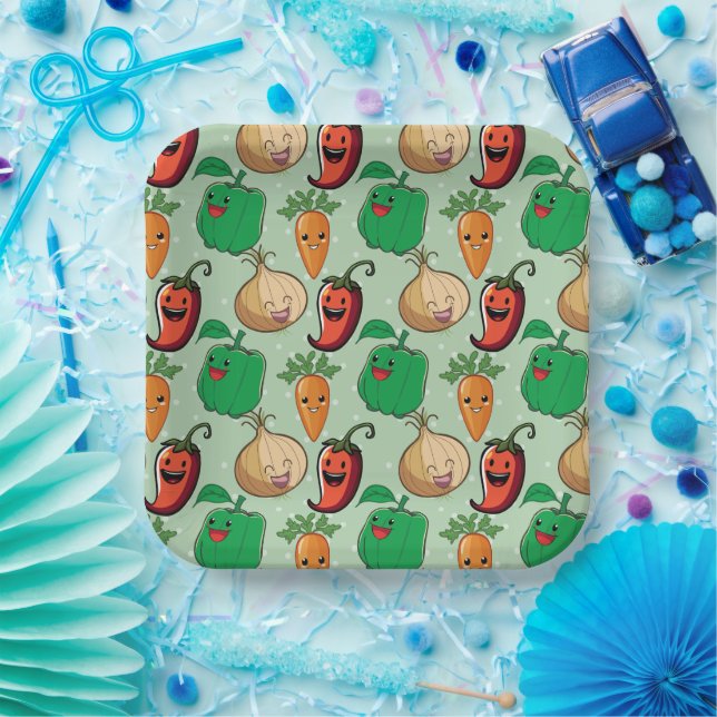 Smiling Veggies Paper Plates (Party)