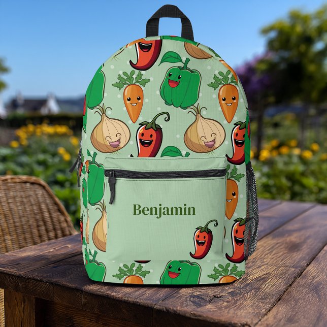 Smiling Veggies Printed Backpack (Creator Uploaded)
