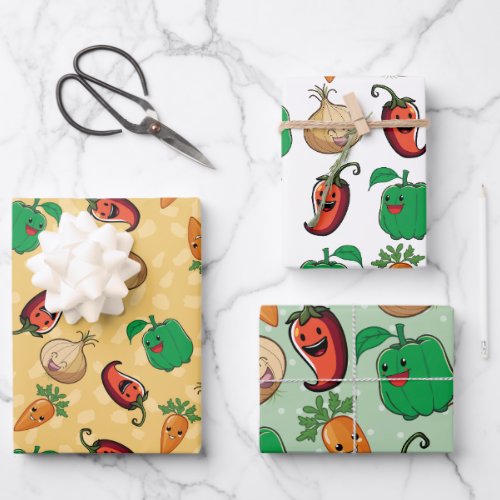 Smiling Veggies Wrapping Paper Sheets