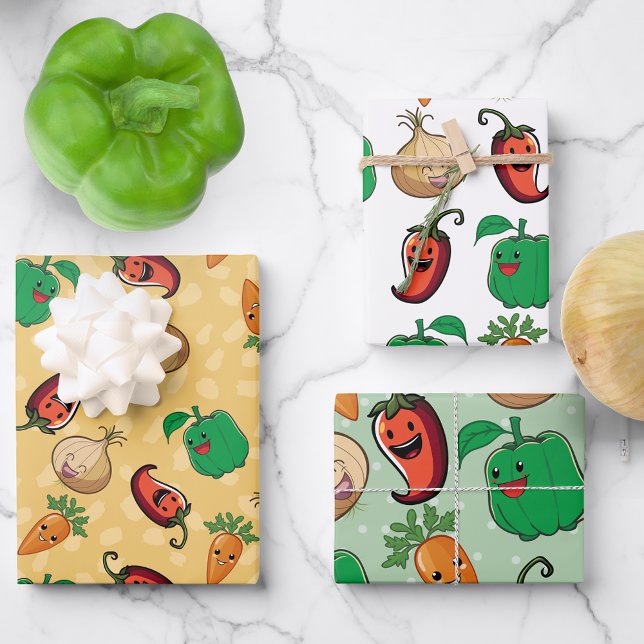 Smiling Veggies Wrapping Paper Sheets (Creator Uploaded)