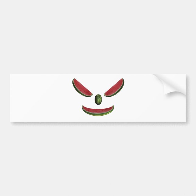Smiling Watermelon Face Bumper Sticker (Front)
