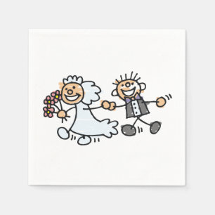 Smiling Wedding Couple Bride Groom Napkins