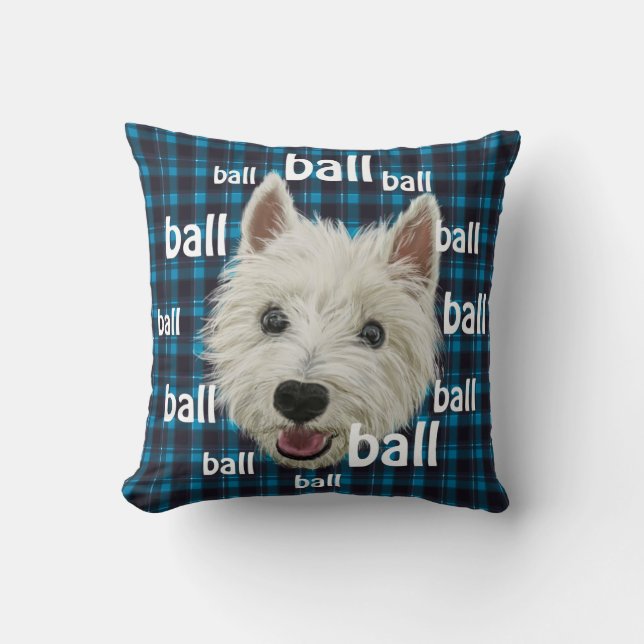 Smiling West Highland Terrier Throw Pillow (Front)
