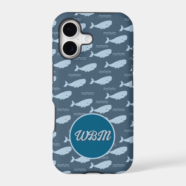 Smiling Whale Monogram Cell Phone Cover (Back)
