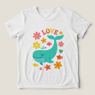 Smiling Whale & Ocean Friends – Cute LOVE Kids T-S Tri-Blend Shirt