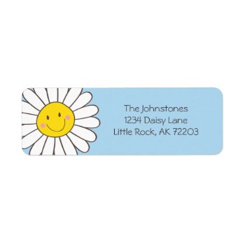 Smiling Whimsical Daisy Return Address Label by LisaMarieDesign at Zazzle
