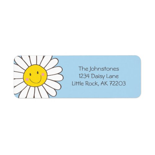 Smiling Whimsical Daisy Return Address Label