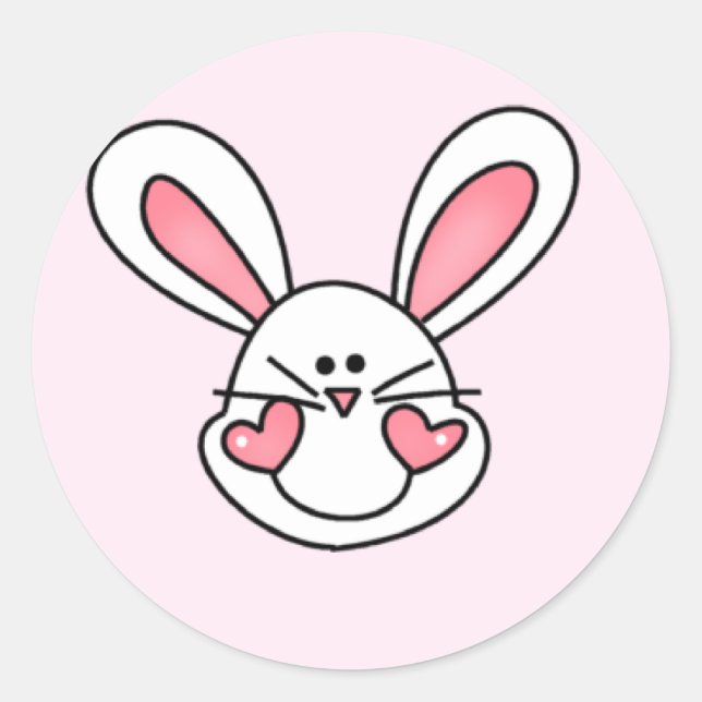 Smiling White Bunny Tshirts and Gifts Classic Round Sticker (Front)