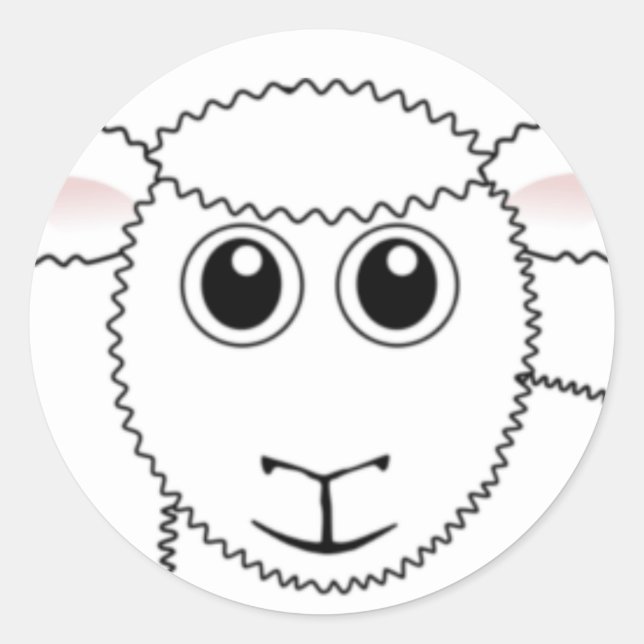 Smiling White Sheep Face Classic Round Sticker (Front)