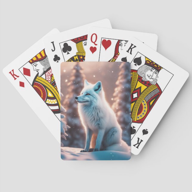 Smiling Winter Fox Poker Cards (Back)