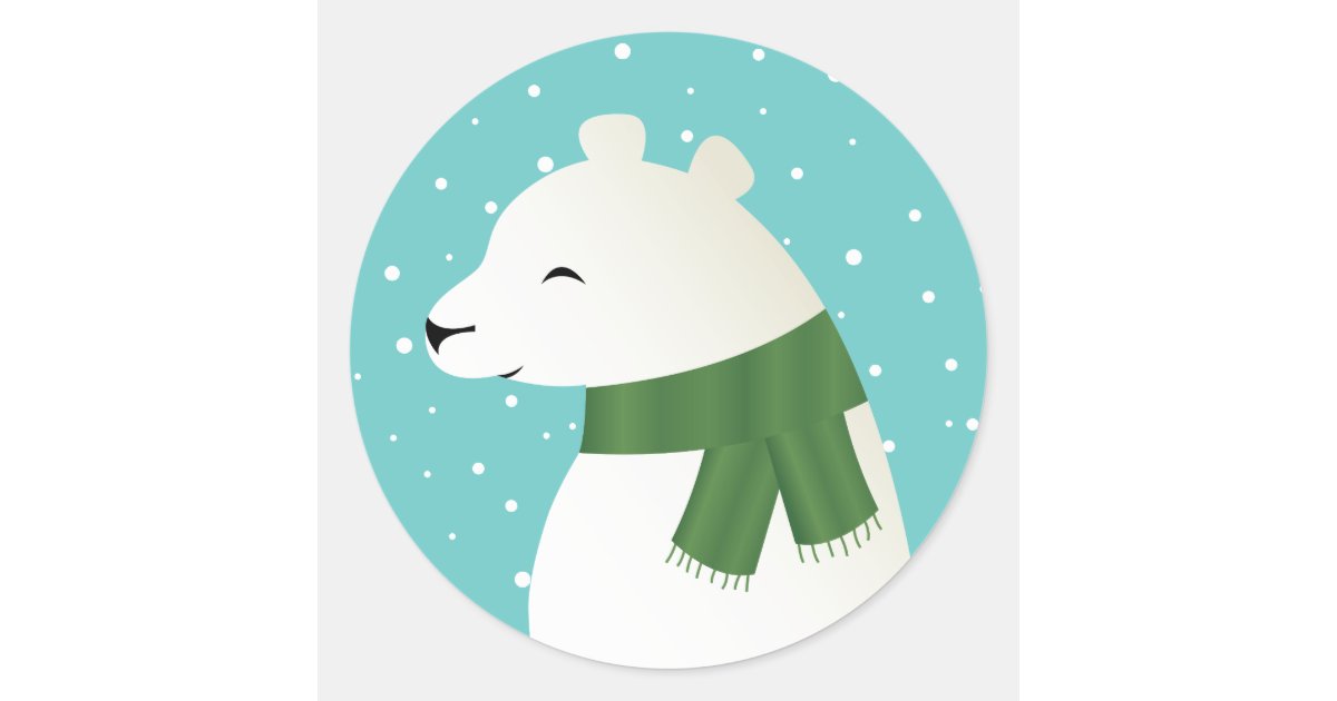 Smiling Winter Polar Bear Classic Round Sticker Zazzle Com