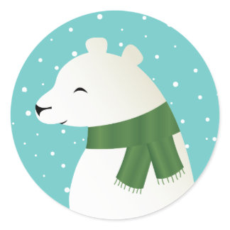 Smiling Winter Polar Bear Classic Round Sticker