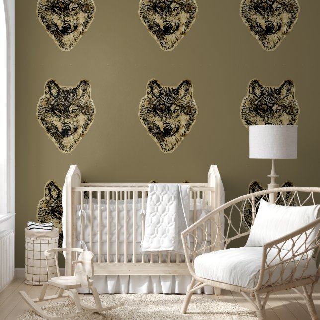 Smiling wolf head - lines silhouette 3 wallpaper  (Kids)