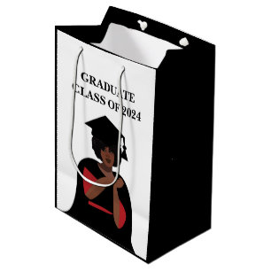 Smiling Woman Black and White Graduation Medium Gift Bag