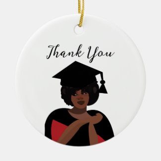 Smiling Woman Black and White Graduation Thank You