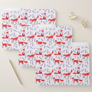 Smiling Woodland Forest Greenery Red Fox File Folder