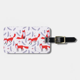 Smiling Woodland Forest Greenery Red Fox Luggage Tag