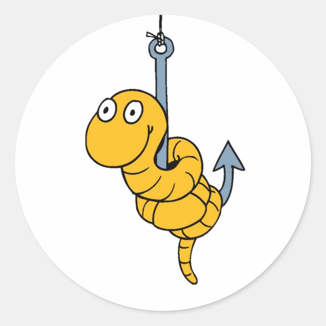 Smiling Worm on Hook Sticker (Front)