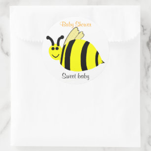Smiling Yellow Bumble Bee Baby Shower Classic Round Sticker