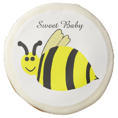 Smiling Yellow Bumble Bee Baby Shower Favor Sugar Cookie