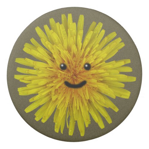 Smiling Yellow Dandelion Flower on any Color Eraser