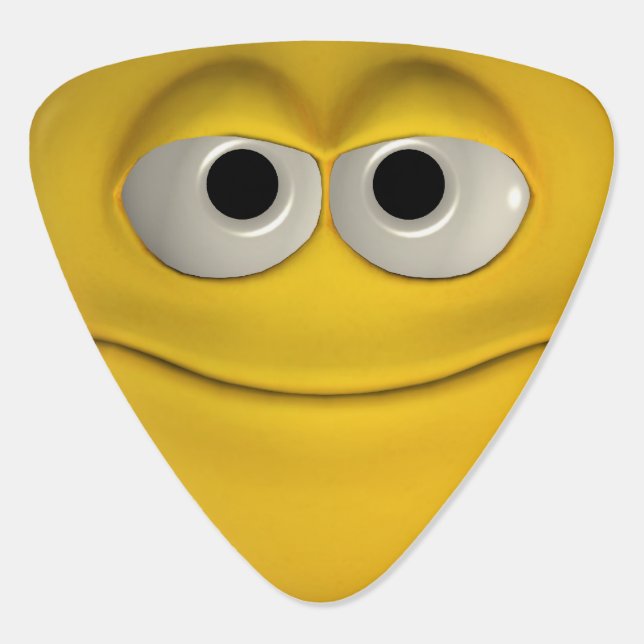 Smiling Yellow Emoticon Guitar Pick (Back)