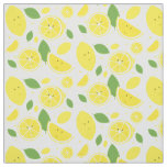 Smiling Yellow Lemons Cartoon Pattern Fabric