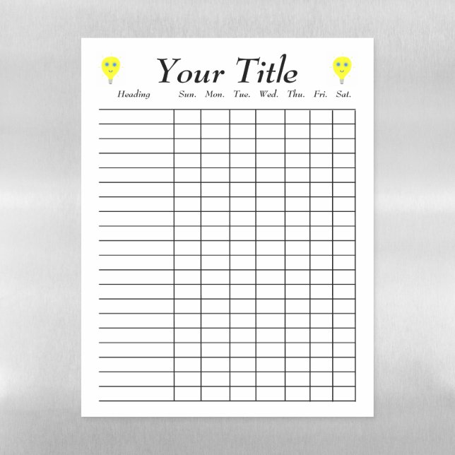 Smiling Yellow Light Bulb Your Title Grid Sheet (Vertical)