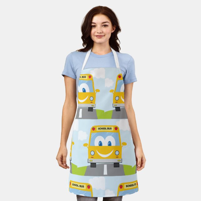 Smiling Yellow School Bus Apron (Worn)