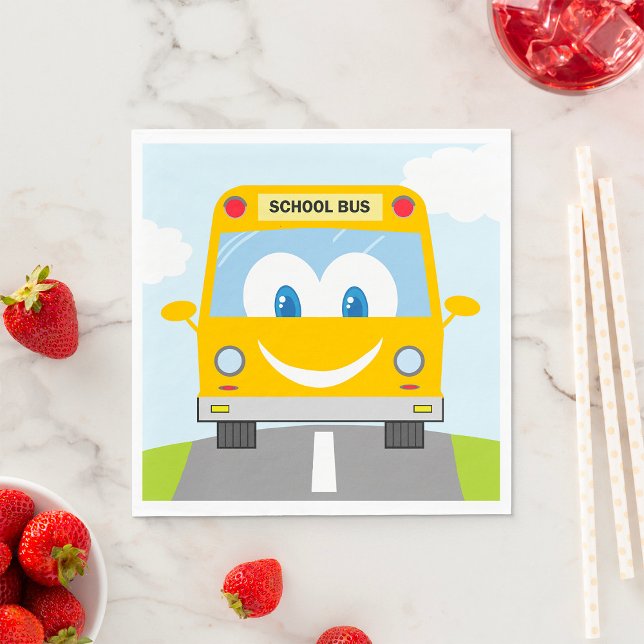 Smiling Yellow School Bus Napkins (Creator Uploaded)
