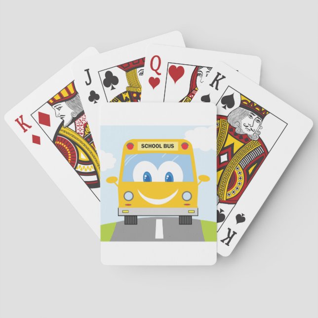 Smiling Yellow School Bus Poker Cards (Back)